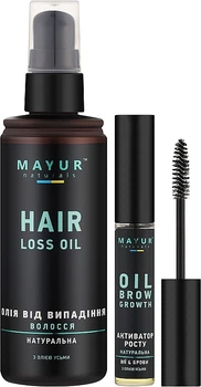 Набір для укріплення волосся, вій та брів з олію усьми - Mayur (h/oil/120ml + oil/12ml) (1415992-23609252)