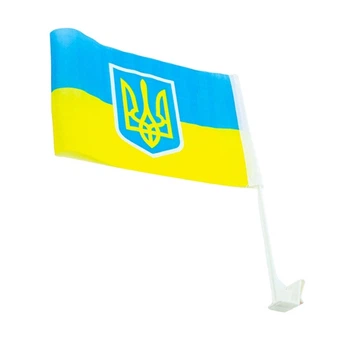Флаг "УКРАИНА" (ткань нейлон) на Автомобиль (20см*30) с креплением