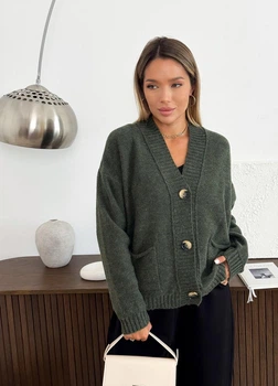 Кардиган в'язаний жіночий ART KNIT Casual Wool Темно-зелений, S-M 041837