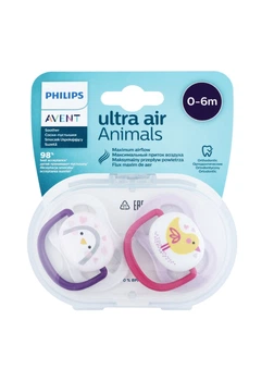 Силиконовая пустышка philips avent ultra air "animal", 0-6 мес. для девочек 2 шт. (scf080/06) (8710103949374)