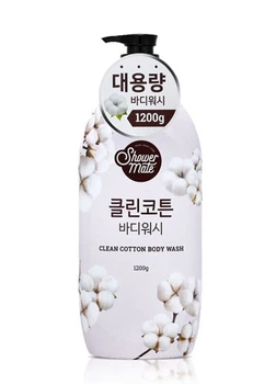 Гель для душа KeraSys Shower Mate Natural Clean Cotton с хлопком, 1,2 л (8801046307458)