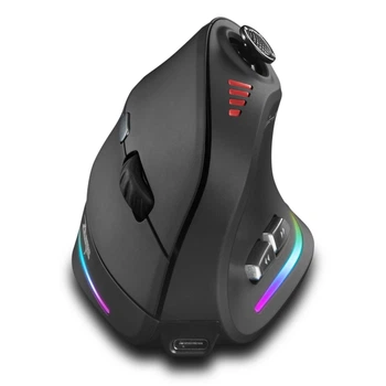 Вертикальная игровая мышь беспроводная Zelotes F-18 аккумулятор, джойстик и RGB подсветка 2,4G+Bluetooth