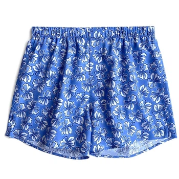 Класичні блакитні труси-боксери з італійського сатину Blue Flowers Art Satin (XL) – блакитний