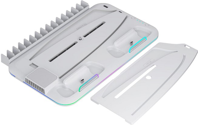 Stojak do PS5 Canyon CS-51 RGB Slim/DE z chłodzeniem i ładowaniem padów White (CND-CSPS5W-1)