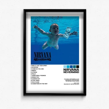 Постер в рамке с альбомом Nirvana Nevermind А3