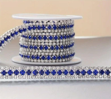 Cтразовий ланцюжок crystal+sapphire 182 см довжина