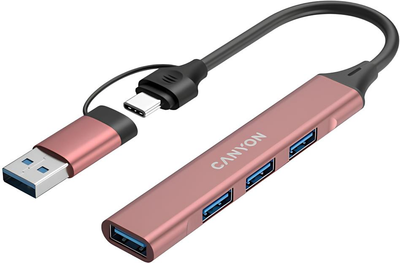 USB-hub Canyon DS-02 4in1 USB-A/C Pink (CNS-TDS02P)