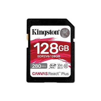Картка пам'яті SDHC 128 GB UHS-II/U3 Class 10 Kingston Canvas React Plus V60 SD R280/W100MB/s (SDR2V6/128GB)