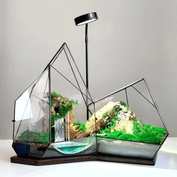 Флорариум Горный водопад с мхом и лампой 50×48 см
