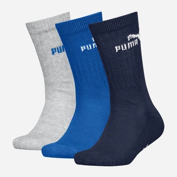 Набор женских носков высоких хлопковых Puma Elements Kids Crew Sock 3P 93876602 35-38 3 пары Grey/Blue (8720245824729)