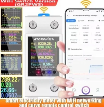 Умный WiFi измеритель напряжения реле счетчик электроэнергии Atorch GR2PWS 100А