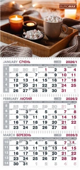 Календарь настенный квартальный 2026 Buromax на 3 пружины уют (BM.2105.9)