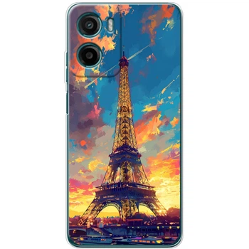 Силиконовый Чехол с Картинкой для Motorola G06 Принт (Париж, Эйфелева Башня) (69693-ysm038)