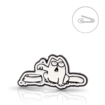 Акриловый значок BROCHE брошь бижутерия Животные Кот у миски белый BRBF115097