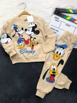 Спортивний костюм дитячий ZARA принт Disney 122-128 бежевий