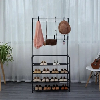 Вешалка для одежды Multi functional shoe and hat rack 65*26*153 Черная