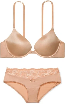 Комплект женского белья Victoria's Secret Very Sexy Praline 38DD + бикини XL Nude