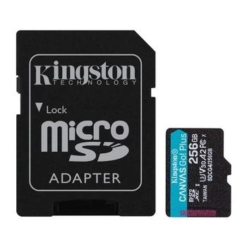 Карта памяти MicroSDXC 256GB UHS-I/U3 Class 10 Kingston Canvas Go! Plus R200/W160MB/s + SD-адаптер (