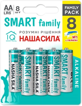Батарейки НАША СИЛА Smart Family AA LR6 щелочные Alkaline 8 шт (6922363163489)