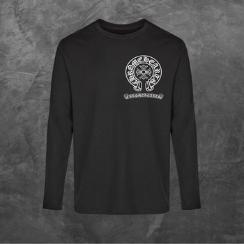 Лонгслив унисекс с принтом Chrome Hearts Хром Хартс (принт спина мод2) база черная XL