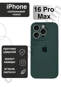 Чохол силіконовий з закритою камерою Epic Premium Silicone Case Camera Protection without MagSafe для Apple iPhone 16 Pro Max (6.9) Pine Green