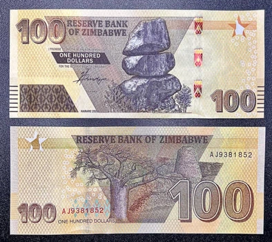 Банкнота Зімбабве 100 доларів 2020 р. UNC