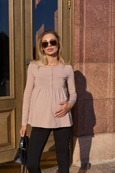 Лонгслив для беременных и кормящих гольф для будущих мам Tallinn M (44) Lullababe бежевый