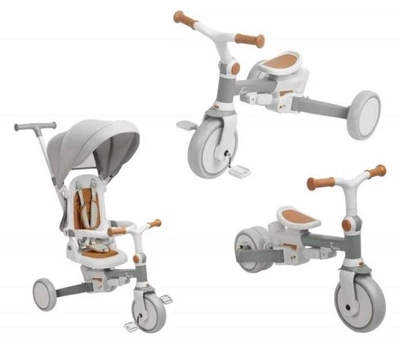Детский трехколесный велосипед Caretero Toyz Faro Grey, с родительской ручкой детский велосипед беговел для малышей