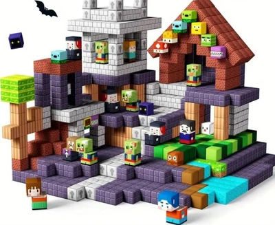 Магнітний конструктор 100шт кубики на магнітах Майнкрафт блоки Minecraft зомбі хеллоуін
