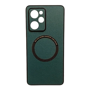 Кожаный чехол - накладка Leather Hybrid Case для Xiaomi Poco X5 Pro с металлической вставкой green