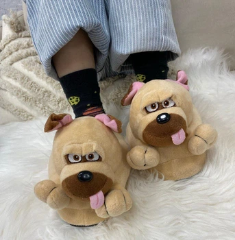 Тапочки кігурумі Kigurumi Цуценя собачка Мопс Дитячі Бежеве Плюшеві 25-32 (3113/1)