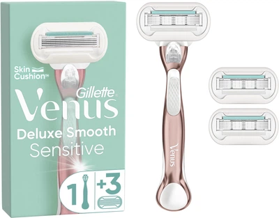 Станок для гоління жіночий (Бритва) Venus Extra Smooth Sensitive RoseGold з 3 змінними картриджами (7702018609994)