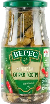 Огірки Верес Мариновані Гострі 500 г (4823105400676)