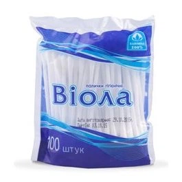 Виола палочки ватные в упаковке из полиэстера, 100 шт.(4820009790216)