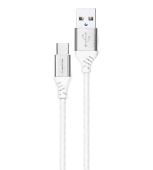 Кабель Grunhelm USB-USB Type-C, 2.4А 1м білий (GMC-03CS)