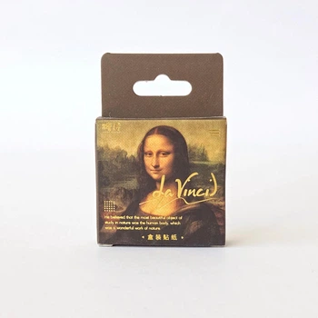 Коробка з декоративними наліпками для творчості Box Stickers DIY 4x4 см мистецтво картини Леонардо Leonardo da Vinci