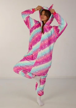 Женская кигуруми пижама взрослая и подростковая Kigurumi Единорог Розовый S 145-155 см. (1005)