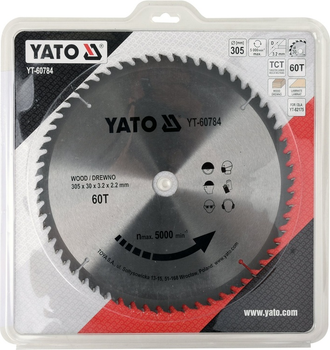 Tarcza widiowa do drewna YATO 305 x 60 zębów x 30 mm dla YT-82175 (YT-60784)