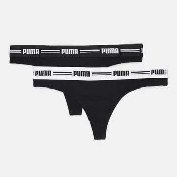 Набор трусиков танга женских хлопковых Puma Women String 2P 90785403 XS 2шт Black (8718824912615)