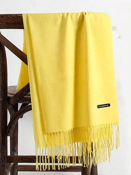 Весняний шарф палантин Cashmere 200*70 см лимонний