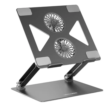 Охлаждающая подставка для ноутбука до 15.6 дюймов OfficePro LS-121-G 2xfans Aloy Aluminum Gray
