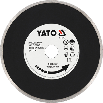 Tarcza diamentowa pełna YATO 200x25.4 mm, cięcie na mokro (YT-6017)
