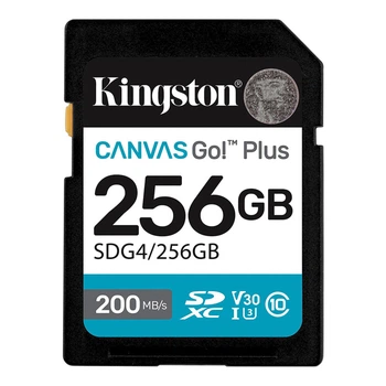 Карта памяти SDXC Kingston Canvas Go! Plus 256GB UHS I Class 10 V30 скорость чтения до 200 МБ/с записи до 160 МБ/с (SDG4/256GB)