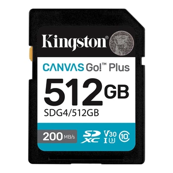 Карта памʼяті Kingston Canvas Go! Plus SDXC 512 ГБ до 200 МБ/с читання та до 160 МБ/с запису (SDG4/512GB)