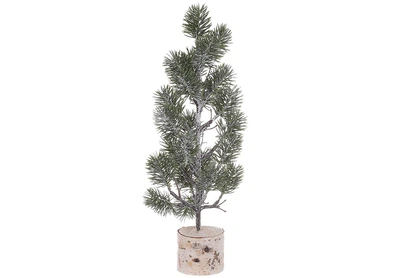 Декоративная заснеженная сосна на деревянном пне 15*15*45 см RM8-245