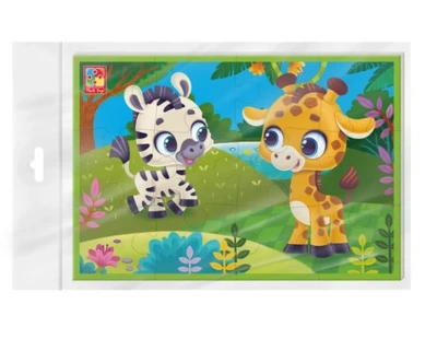Гра розвиваюча Vladi Toys м’які пазли А5 Зебра та жираф, VT1104-21 (укр)
