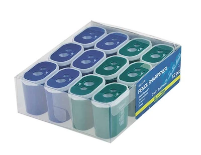 Чинка велика Buromax, 2 отвори, пластиковий корпус, контейнер, 12 штук BM.4776