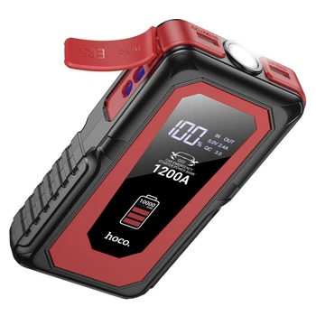 Пускозарядний пристрій для авто Бустер Hoco QS3 Victory 12V 10000mAh 1200A з функцією Павербанка, LED-ліхтар Чорний