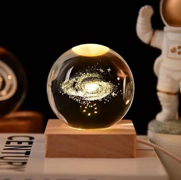 Нічник, декоративна 3D хрустальна куля облако Галактика (космос)