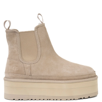 Жіночі уггі Платформа Ньюмел Чоботи Замша з Пасками Ugg Neumel Chelsea Platform Beige (36, бежевий)